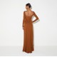 Rochie ELISABETTA FRANCHI, Red Carpet dress in crêpe jersey, Maro - ABR3567E2FK3