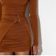 Rochie ELISABETTA FRANCHI, Red Carpet dress in crêpe jersey, Maro - ABR3567E2FK3