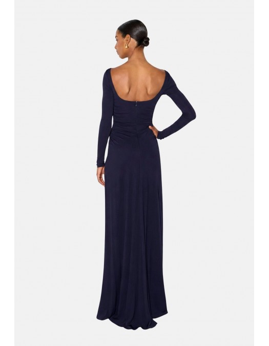 Rochie ELISABETTA FRANCHI, Red Carpet dress in crêpe jersey, Bleumarin - ABR3567E2H88