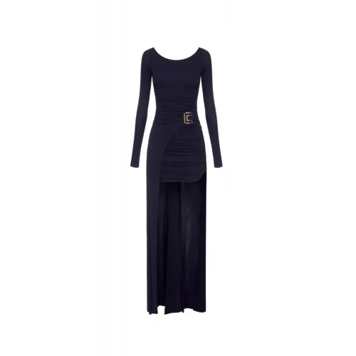 Rochie ELISABETTA FRANCHI, Red Carpet dress in crêpe jersey, Bleumarin