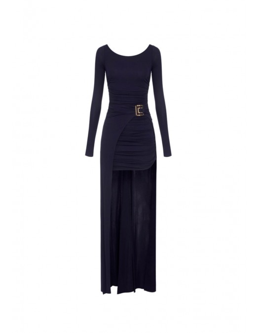 Rochie ELISABETTA FRANCHI, Red Carpet dress in crêpe jersey, Bleumarin - ABR3567E2H88