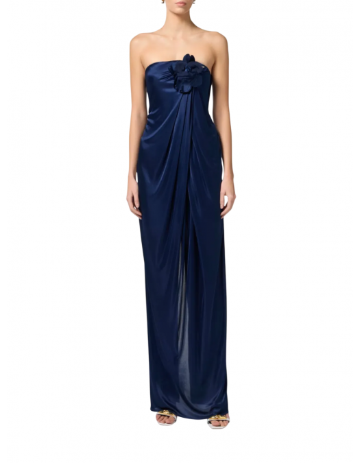 ROCHIE ELISABETTA FRANCHI, Satin, Floral Details, Dark Blue - ABR3752E2DC8 ROCHIE ELISABETTA FRANCHI, Satin, Floral Details, Dark Blue - ABR3752E2DC8