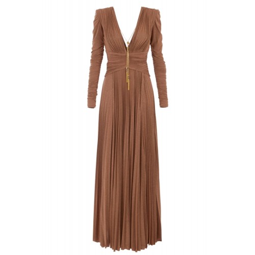 ROCHIE ELISABETTA FRANCHI, Red carpet dress, Colier auriu atasat, Bej ROCHIE ELISABETTA FRANCHI, Red carpet dress, Colier auriu atasat, Bej