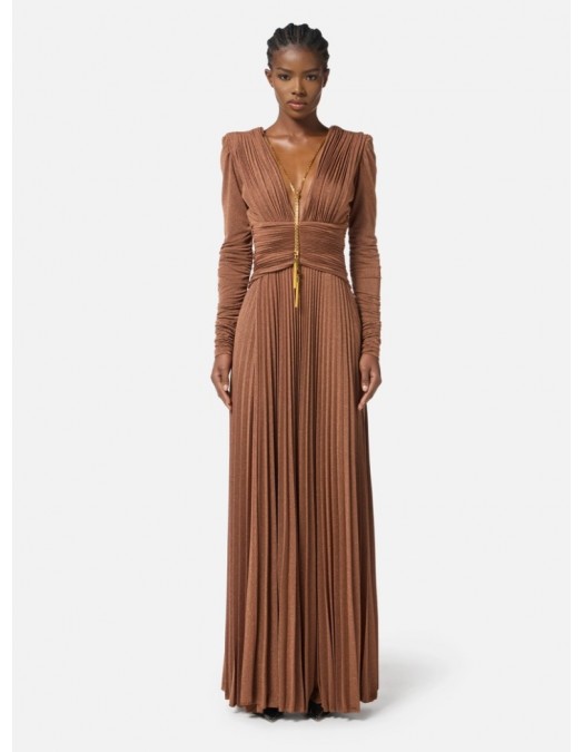 ROCHIE ELISABETTA FRANCHI, Red carpet dress, Colier auriu atasat, Bej - ABR4057E2EC1