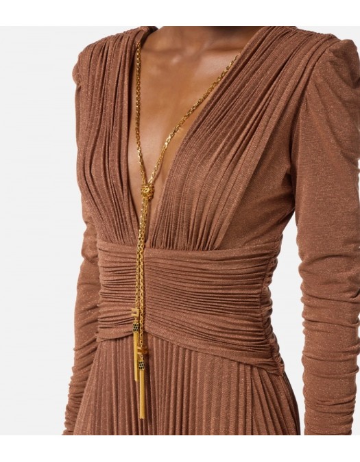 ROCHIE ELISABETTA FRANCHI, Red carpet dress, Colier auriu atasat, Bej - ABR4057E2EC1