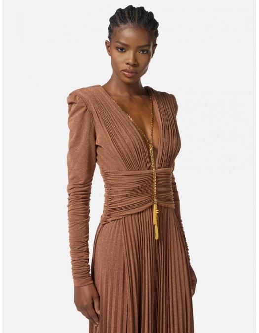 ROCHIE ELISABETTA FRANCHI, Red carpet dress, Colier auriu atasat, Bej - ABR4057E2EC1