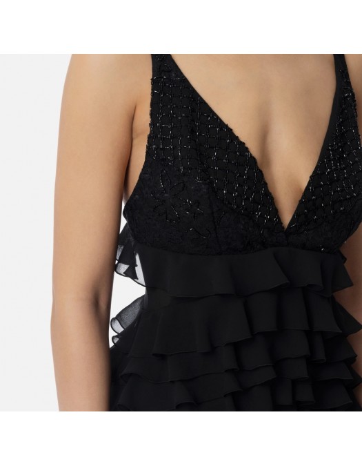 ROCHIE ELISABETTA FRANCHI, Ruffled Layers, Long, Black - ABR4252E2110 ROCHIE ELISABETTA FRANCHI, Ruffled Layers, Long, Black - ABR4252E2110