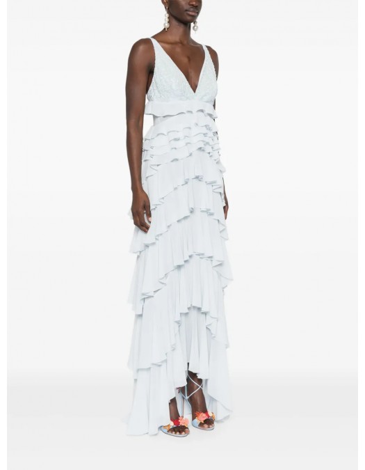ROCHIE ELISABETTA FRANCHI, Ruffled Layers, Long, Ice Blue - ABR4252E2A28 ROCHIE ELISABETTA FRANCHI, Ruffled Layers, Long, Ice Blue - ABR4252E2A28