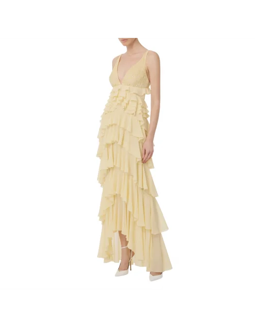 ROCHIE ELISABETTA FRANCHI, Ruffled Layers, Long, Light Yellow - ABR4252E2DC7 ROCHIE ELISABETTA FRANCHI, Ruffled Layers, Long, Light Yellow - ABR4252E2DC7