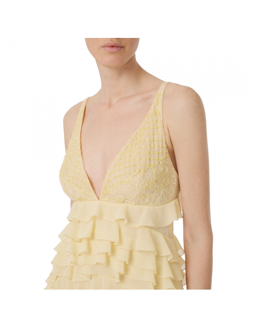 ROCHIE ELISABETTA FRANCHI, Ruffled Layers, Long, Light Yellow - ABR4252E2DC7 ROCHIE ELISABETTA FRANCHI, Ruffled Layers, Long, Light Yellow - ABR4252E2DC7