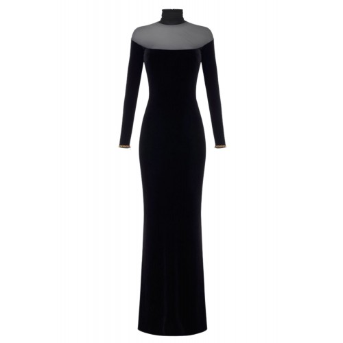 ROCHIE ELISABETTA FRANCHI, Bratari aurii atasate, Catifea, Negru ROCHIE ELISABETTA FRANCHI, Bratari aurii atasate, Catifea, Negru