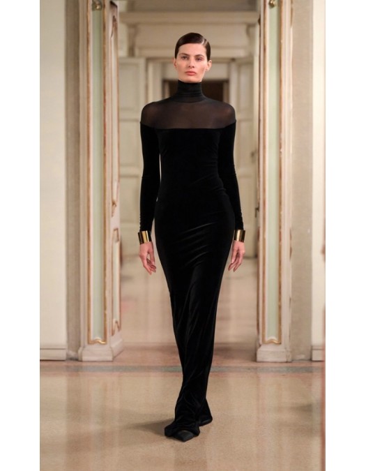 ROCHIE ELISABETTA FRANCHI, Bratari aurii atasate, Catifea, Negru - ABR4257E2110 ROCHIE ELISABETTA FRANCHI, Bratari aurii atasate, Catifea, Negru - ABR4257E2110