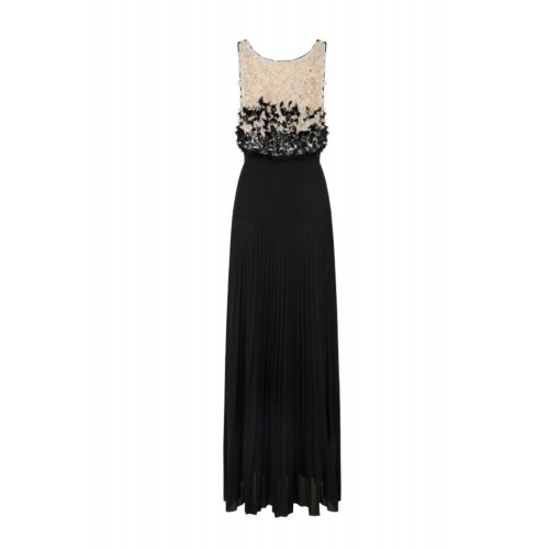 Rochie ELISABETTA FRANCHI, Red Carpet tulle and lurex jersey dress, Negru