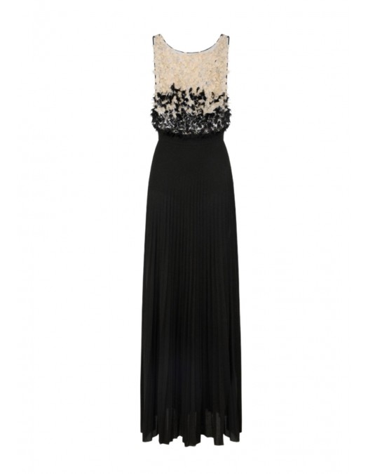 Rochie ELISABETTA FRANCHI, Red Carpet tulle and lurex jersey dress, Negru - ABR4462E2685