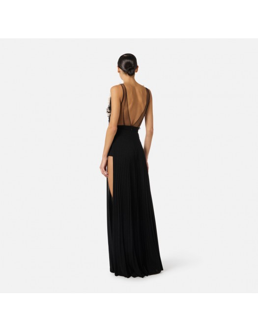 Rochie ELISABETTA FRANCHI, Red Carpet tulle and lurex jersey dress, Negru - ABR4462E2685