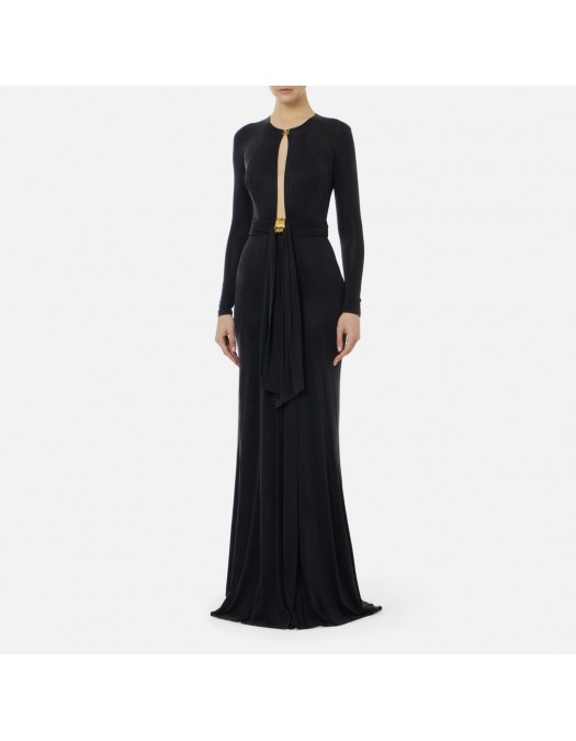 Rochie ELISABETTA FRANCHI, Red Carpet dress in cupro jersey fabric, Negru - ABR5462E2110