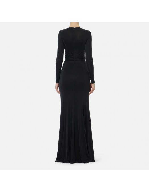 Rochie ELISABETTA FRANCHI, Red Carpet dress in cupro jersey fabric, Negru - ABR5462E2110