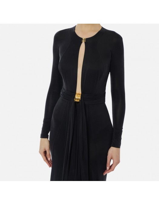 Rochie ELISABETTA FRANCHI, Red Carpet dress in cupro jersey fabric, Negru - ABR5462E2110