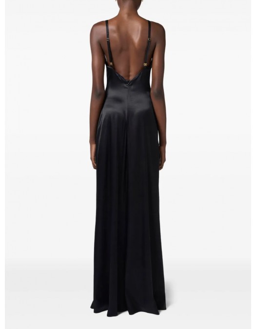 ROCHIE ELISABETTA FRANCHI, 3D Floral, Long, Silk, White Details, Black - ABR5752E2309 ROCHIE ELISABETTA FRANCHI, 3D Floral, Long, Silk, White Details, Black - ABR5752E2309