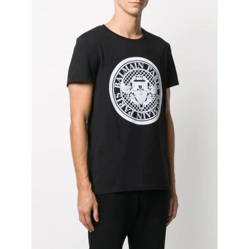 Tricou Balmain, Black, Bumbac, COIN FLOCKED