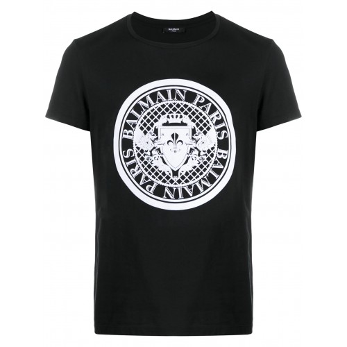 Tricou Balmain, Black, Bumbac, COIN FLOCKED Tricou Balmain, Black, Bumbac, COIN FLOCKED