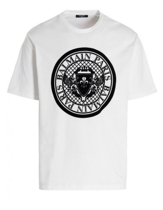 Tricou Balmain, ALB, Bumbac, COIN FLOCKED - AH1EG000BB17GAB Tricou Balmain, ALB, Bumbac, COIN FLOCKED - AH1EG000BB17GAB