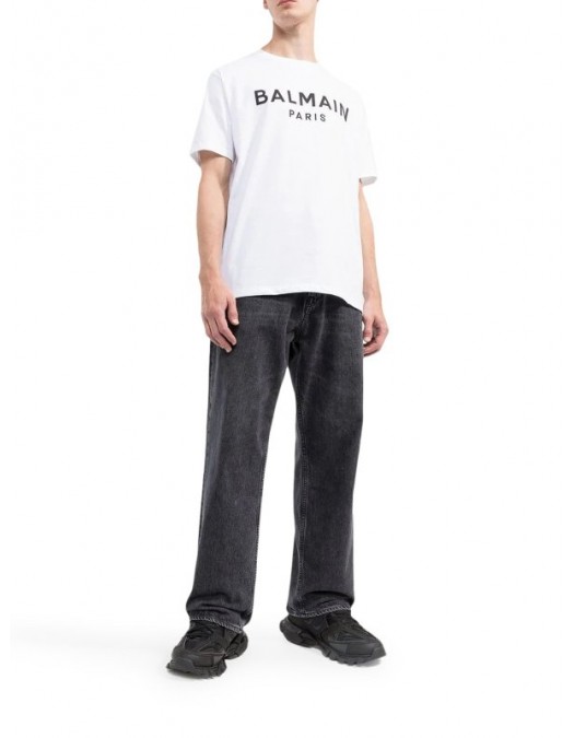 Tricou BALMAIN, Cotton T-shirt with front logo - AH1EG000BB73GAB