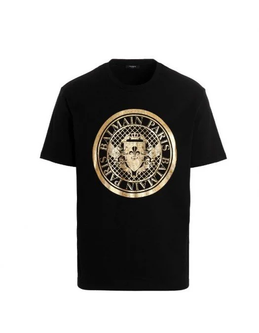 Tricou Balmain, Imprimeu Coin Foil, Black - AH1EG000BC05EAD