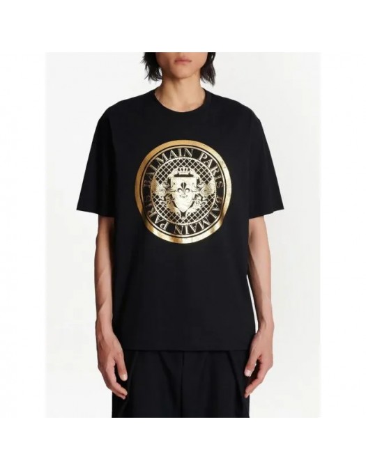 Tricou Balmain, Imprimeu Coin Foil, Black - AH1EG000BC05EAD