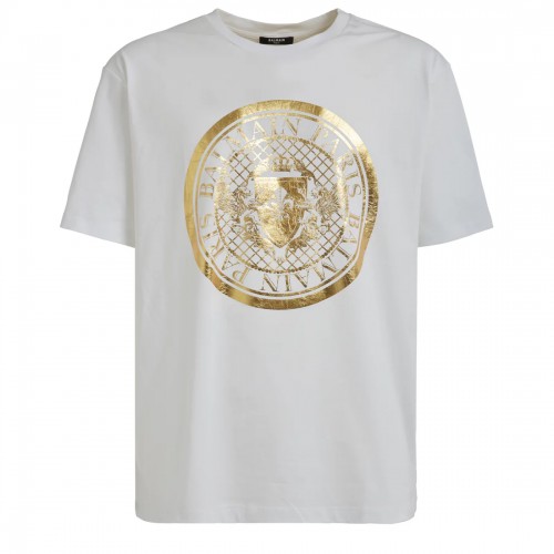 Tricou Balmain, Imprimeu Coin Foil, White Tricou Balmain, Imprimeu Coin Foil, White