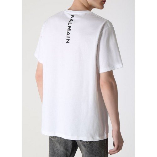 Tricou BALMAIN, Logo Print, Alb AH1EG010BB16GAB