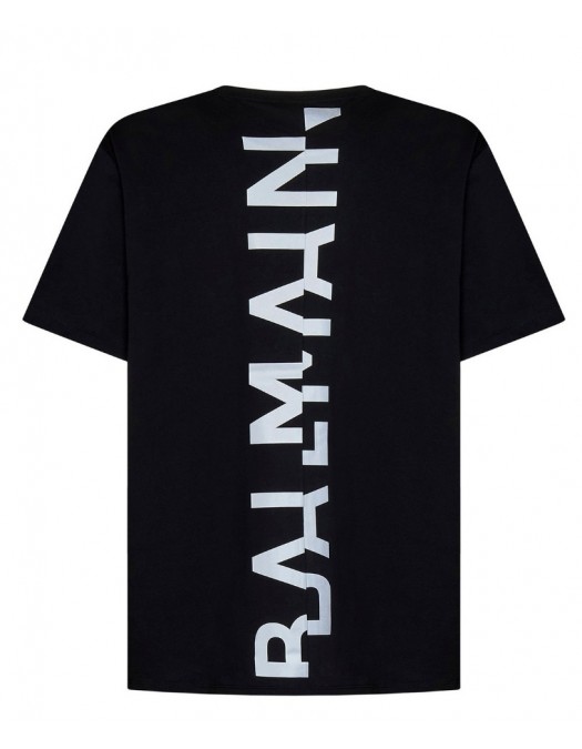 Tricou BALMAIN, Logo Double Print, Negru - AH1EG010BC03EEQ Tricou BALMAIN, Logo Double Print, Negru - AH1EG010BC03EEQ