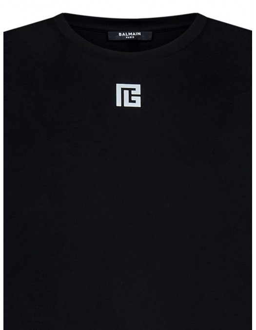 Tricou BALMAIN, Logo Double Print, Negru - AH1EG010BC03EEQ Tricou BALMAIN, Logo Double Print, Negru - AH1EG010BC03EEQ