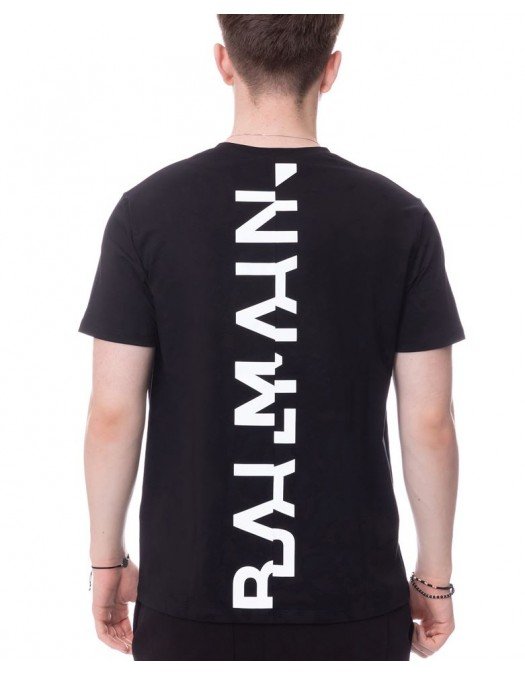 Tricou BALMAIN, Logo Double Print, Negru - AH1EG010BC03EEQ