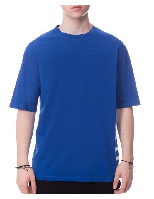 Tricou BALMAIN, Blue Oversized, Logo Atasat - AH1EH015BB15SER