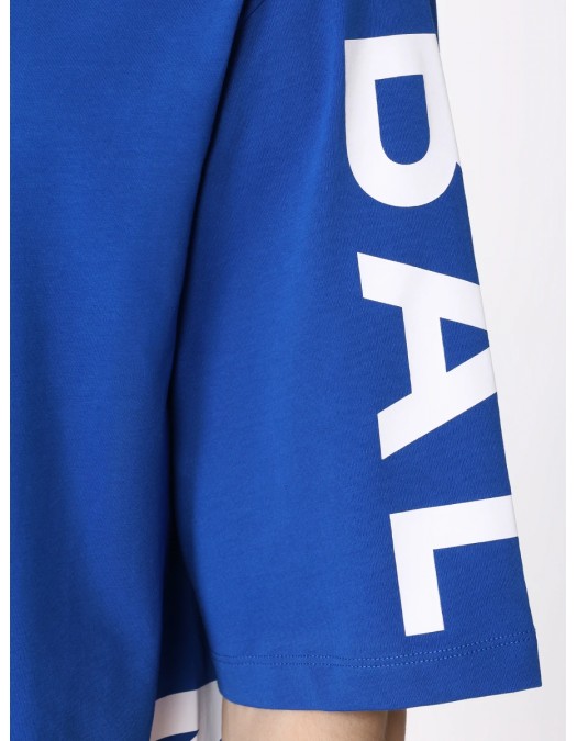 Tricou BALMAIN, Blue Oversized, Logo Atasat - AH1EH015BB15SER