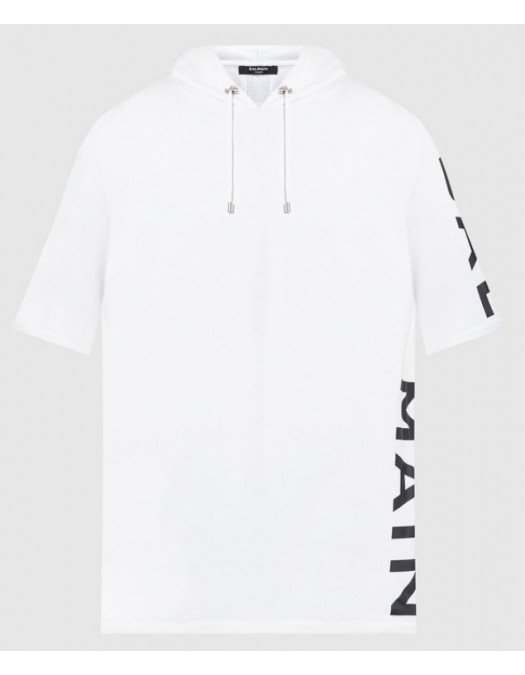 Tricou BALMAIN, Logo Print Negru, White - AH1JL000BB15GAB