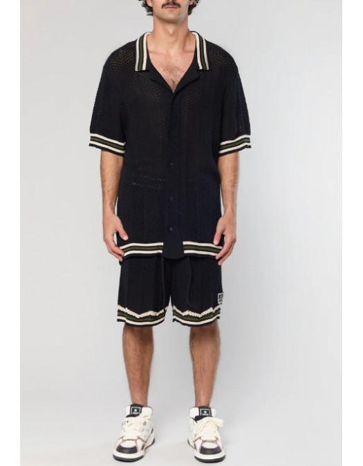 Camasa AINKER, 802 Black Knit Button Shirt - AKBS802100