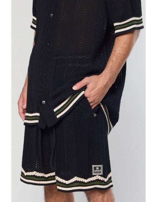 Camasa AINKER, 802 Black Knit Button Shirt - AKBS802100