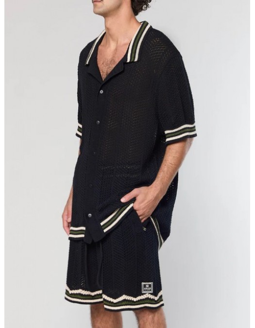 Camasa AINKER, 802 Black Knit Button Shirt - AKBS802100