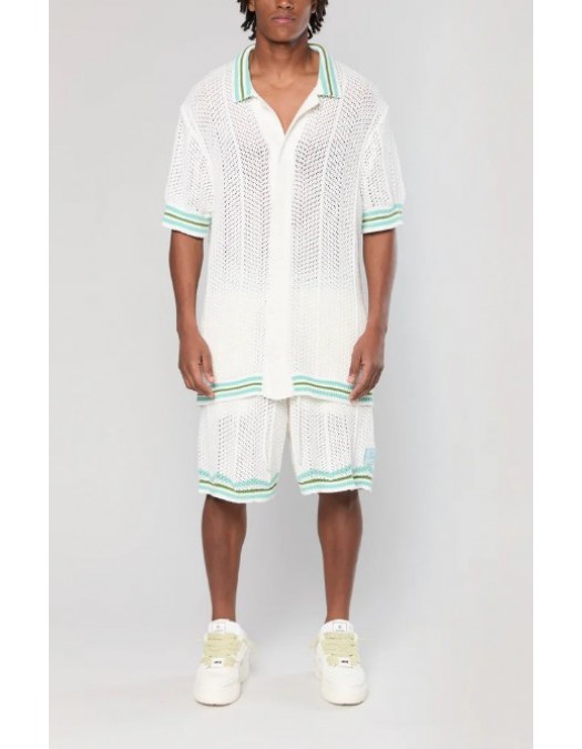 Camasa AINKER,  White Knit Button Shirt - AKBS802140