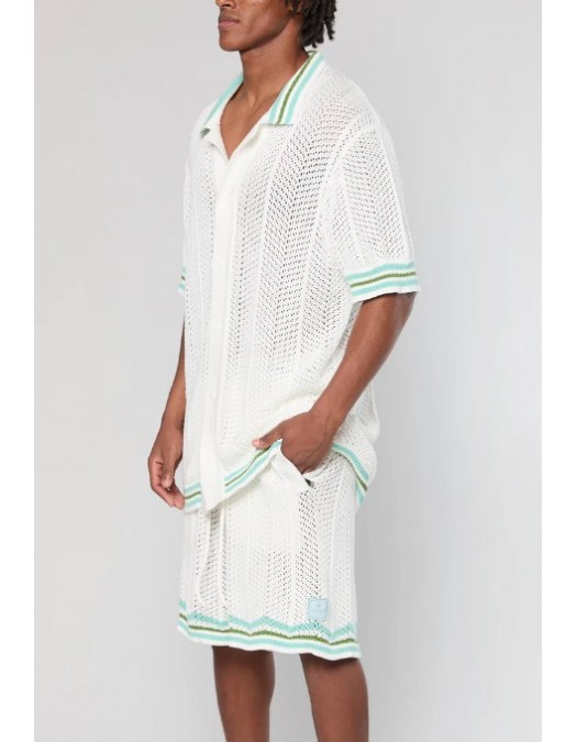 Camasa AINKER,  White Knit Button Shirt - AKBS802140