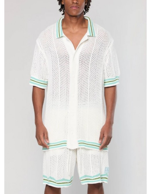 Camasa AINKER,  White Knit Button Shirt - AKBS802140