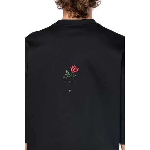 Tricou AINKER, Mercerized 734, Oversized, Negru