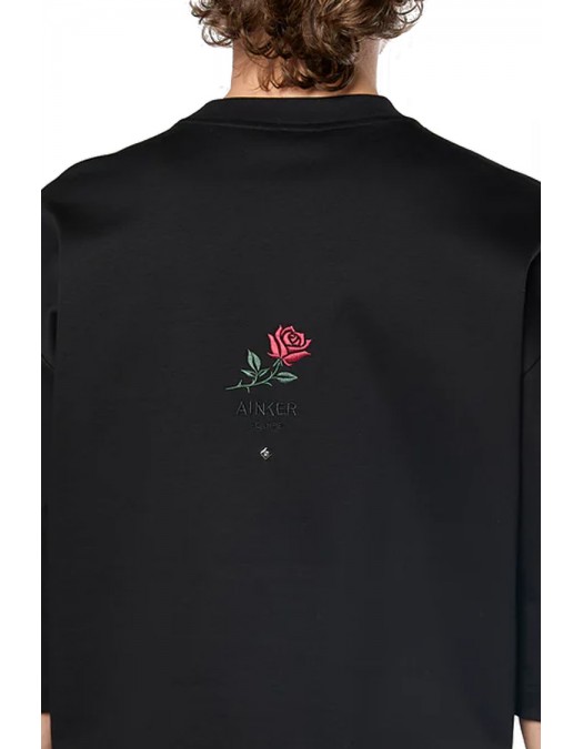 Tricou AINKER, Mercerized 734, Oversized, Negru - AKOMTS734100