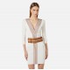Rochie ELISABETTA FRANCHI, Knit fabric dress with striped bands, Alb - AM01S61E2AQ6