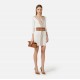 Rochie ELISABETTA FRANCHI, Knit fabric dress with striped bands, Alb - AM01S61E2AQ6