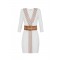 Rochie ELISABETTA FRANCHI, Knit fabric dress with striped bands, Alb