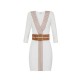 Rochie ELISABETTA FRANCHI, Knit fabric dress with striped bands, Alb - AM01S61E2AQ6