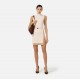 Rochie ELISABETTA FRANCHI,  knit fabric with shiny viscose bands, Beige - AM02S61E2U69